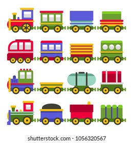 Cartoon Style ColorToy Railroad Train Set. Vector