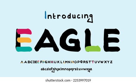 cartoon style colourful capital and small alphabet letter logo design