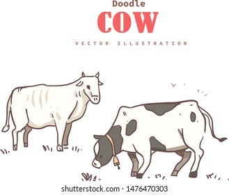 cartoon style cow doodle . Cow vector illustration
