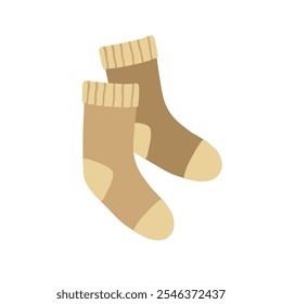 Cartoon style cozy wool socks on white background