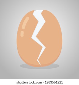 Cartoon Style Cracked Boiled Egg