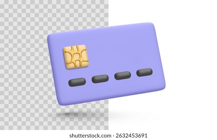 Cartoon Style Credit Card with Golden Chip and Minimalistic Markings, Floating on Transparent and White Background. Perfect for Banking, Payment or Finance Topics. Vector Illustration. - Powered by Shutterstock - Get 15% off with code: PIKWIZARD15