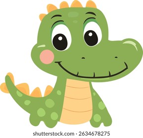 Cartoon style crocodile, in white background