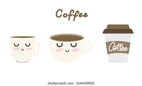 Cartoon style cute coffee mug, coffee shop decorative element. isolated on white background ,Vector illustration EPS 10