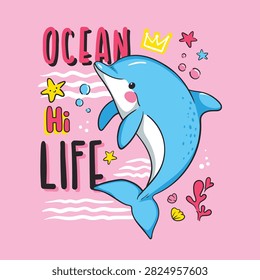 Cartoon Style Cute Dolphin