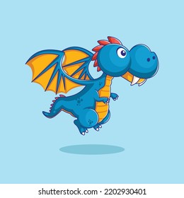 Cartoon style cute flying dragon