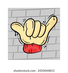 Cartoon style cute hand gesture in graffiti style, ready to use vector