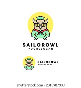 cartoon style cute sailor owl illustration
