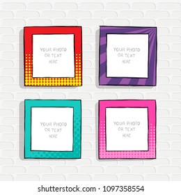 Cartoon Style. Decorative Vector Template Frame. These Photo Frames You Can Use For Kids Picture Or Funny Photos. Scrapbook Design Concept. Insert Your Picture.