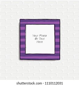 Cartoon style. Decorative vector template frame. This photo frame you can use for kids picture or or funny photos. Scrapbook design concept. Insert your picture.