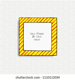 Cartoon style. Decorative vector template frame. This photo frame you can use for kids picture or or funny photos. Scrapbook design concept. Insert your picture.