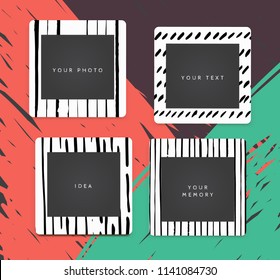 Cartoon style. Decorative vector template frame. These photo frames you can use for kids picture or or funny photos. Scrapbook design concept. Insert your picture.