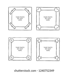 Cartoon style. Decorative vector template frame. These photo frames you can use for kids picture or or funny photos. Scrapbook design concept. Insert your picture.