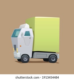 cartoon style delivery white color commercial truck