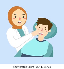 cartoon style dental care concept