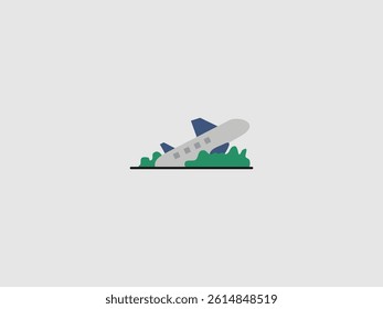  a cartoon style depiction of a crashed airplane