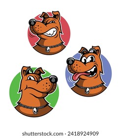 Cartoon style dog character. Dogs with the different emotions.