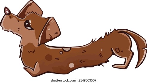 Cartoon style. The dog thanks, the puppy booty up. vector illustration