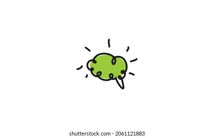 estilo de dibujos animados, logo de estilo doodle, forma de cerebro simple, creativa, plana, abstracta, logo de estilo de contorno