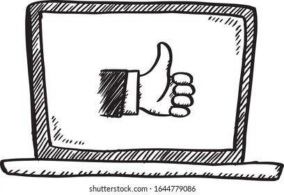 Doodle estilo caricatura con pulgar arriba