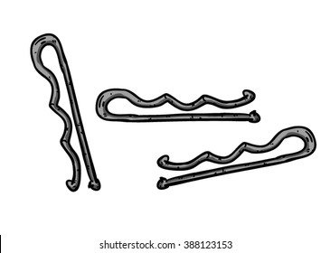 A cartoon style doodle of some bobby pins/Bobby pins