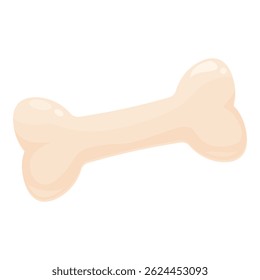 Desenho em estilo de desenho animado de um osso de cão deitado horizontalmente sobre um fundo branco