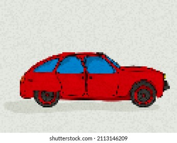 Cartoon style drawing of a red sport car.