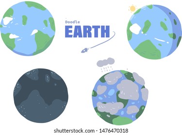 A cartoon style earth doodle, vector illustration
