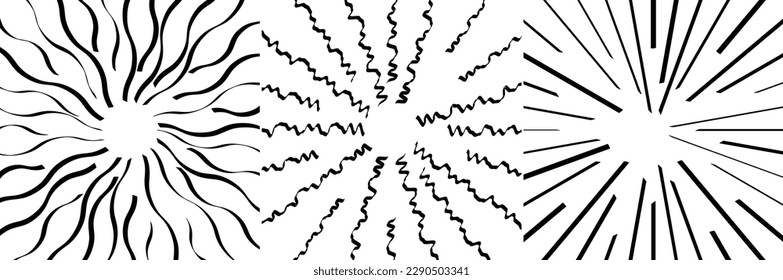 Cartoon style effect line concentrated line vector illustration material set