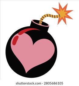 Cartoon Style Explosive Element with Heart Motif for Romantic Relationship Imagery