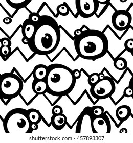 Cartoon style eyes seamless vector pattern 