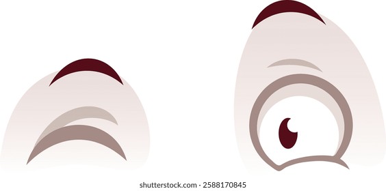 Cartoon style eyes showcasing surprise or curiosity with raised eyebrows. The playful design features exaggerated expressions, perfect for illustrating emotions in a fun and engaging way