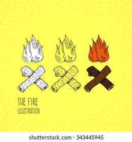 Cartoon Style Fire Hand Drawn Illustration Icon - Christmas and Holiday Vector Graphic Resource