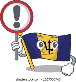Cartoon style of flag barbados With sign in his hand