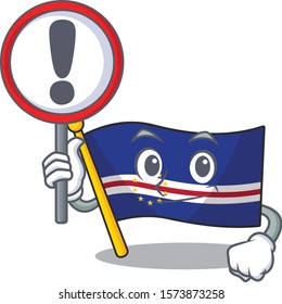 Cartoon style of flag cape verde with sign in his hand