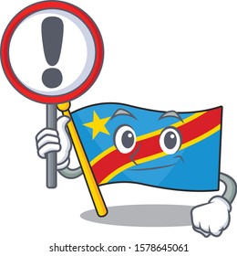 Cartoon style of flag democratic republic with sign in his hand