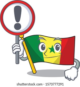 Cartoon style of Flag Senegal with sign in his hand