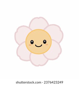 Cartoon style flower. Hand drawn Vector illustration.