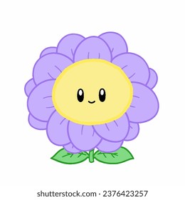 Cartoon style flower. Hand drawn Vector illustration.