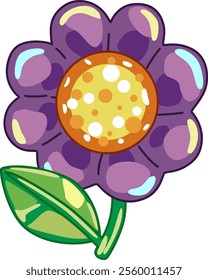 Cartoon style flower isolated at white background.