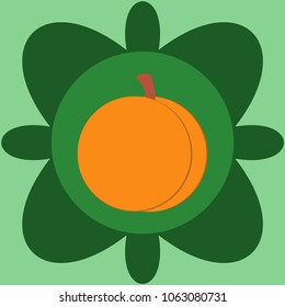 Cartoon style flower pattern with peach at the light green background