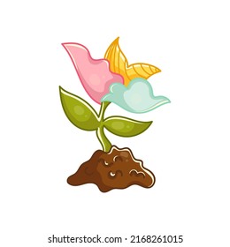 Cartoon style flower vector illustration for gift card, invitation, wedding menu. Floral illustration isolated on white background. 