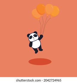 cartoon style flying balloon panda