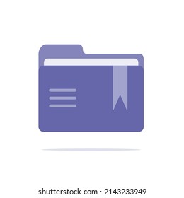 Cartoon style folder with files icon. File management concept.