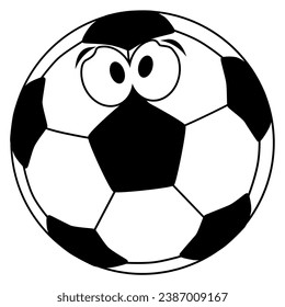 A cartoon style football joke face on a soccer football isolated over a white background.