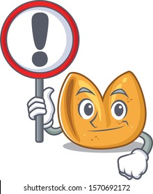 Cartoon style of fortune cookie With sign in his hand