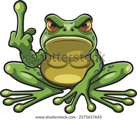 Cartoon style frog showing middle finger gesture