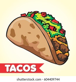 CARTOON STYLE FULL COLOR DOODLE TACOS