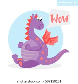Cartoon style funny dragon. Vector illustration. Element for sticker, coloring book, poster, print