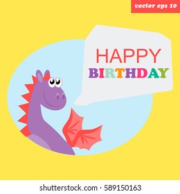 Cartoon style funny dragon. Vector illustration. Element for sticker, coloring book, poster, print, congratulation and invitation card for birthday